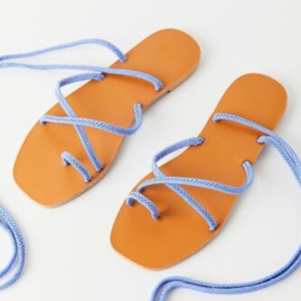 NEW Urban Outfitters UO Jess Rope Wrap Sandals in Blue